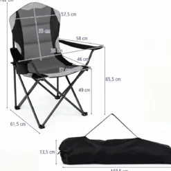 Campingstuhl Klappbar tragbarer Angelstuhl mit Getränkehalter Rutschfesten Füßen Schwarz