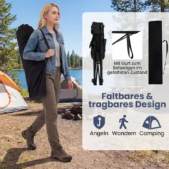 Campingstuhl mit Abnehmbarer Fußablage & Verstellbarer Rückenlehne & Kopfstütze Angelstuhl