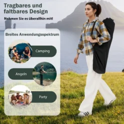 Campingstuhl mit Abnehmbarer Fußablage & Verstellbarer Rückenlehne & Kopfstütze Angelstuhl