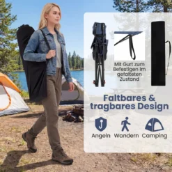Campingstuhl mit Abnehmbarer Fußablage & Verstellbarer Rückenlehne & Kopfstütze Angelstuhl