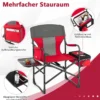 Campingstuhl mit Seitentisch & Kühltasche & Aufbewahrungstasche Klappbarer Angelstuhl Rot