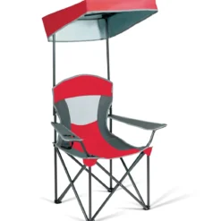 Campingstuhl mit Sonnendach Outdoor-Stuhl Klappstühle mit Sonnenschirm 90 x 72 x 150 cm Rot
