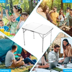 Campingtisch Falttisch Aluminium-Klapptisch mit 3 einstellbaren Positionen Weiß