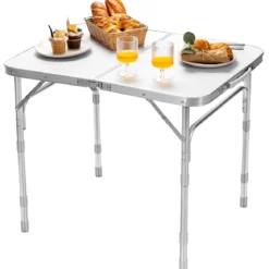 Campingtisch Falttisch Aluminium-Klapptisch mit 3 einstellbaren Positionen Weiß