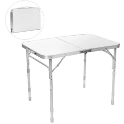 Campingtisch Falttisch Aluminium-Klapptisch mit 3 einstellbaren Positionen Weiß