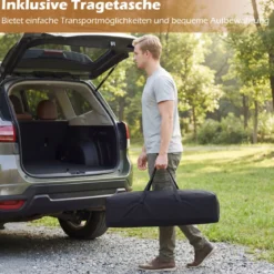 Campingtisch Klappbar Picknicktisch aus Holz mit Aufrollbarer Tischplatte Tragbarer Klapptisch Kaffee/Natur