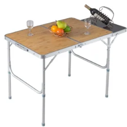 Campingtisch Klapptisch Gartentisch Koffertisch mit Seitenablage und Tragegriff 90 x 60cm