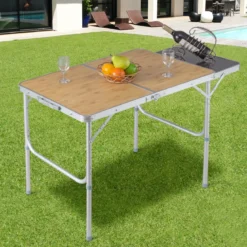 Campingtisch Klapptisch Gartentisch Koffertisch mit Seitenablage und Tragegriff 90 x 60cm