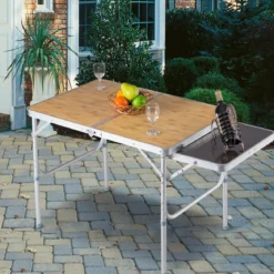 Campingtisch Klapptisch Gartentisch Koffertisch mit Seitenablage und Tragegriff 90 x 60cm