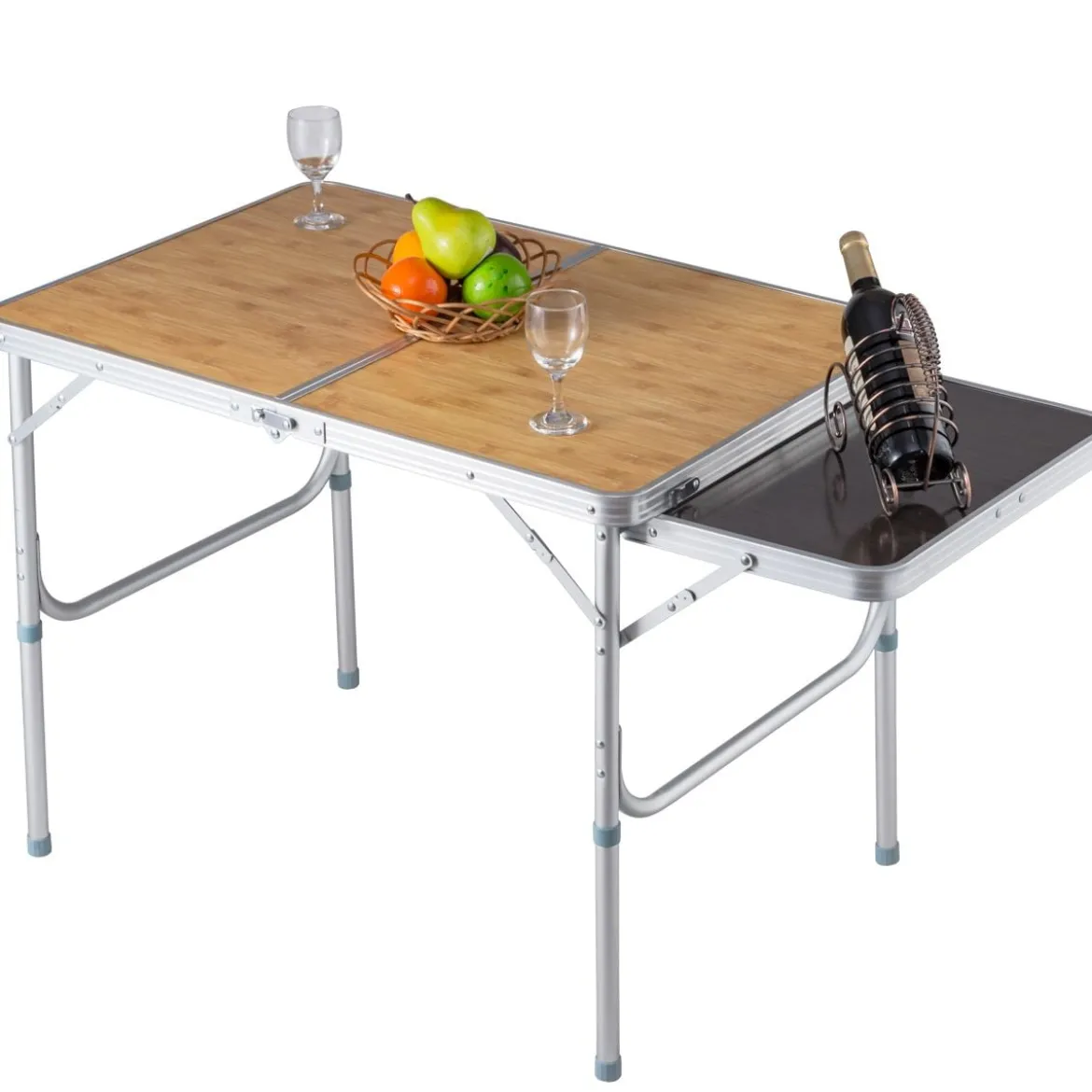 Campingtisch Klapptisch Gartentisch Koffertisch mit Seitenablage und Tragegriff 90 x 60cm
