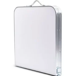 Campingtisch mit großem Stauraum Reiseküche Klapptisch aus Alu Gartentisch Picknicktisch Campingschrank Höhenverstellbar von 53-70cm Weiß+Grau