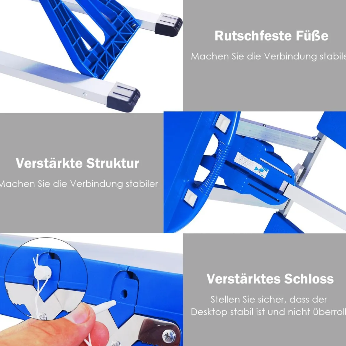 Campingtisch mit 4 Stühlen Falttisch Gartentisch klappbare Sitzgruppe Camping Klappgarnitur 137x84x66cm Blau