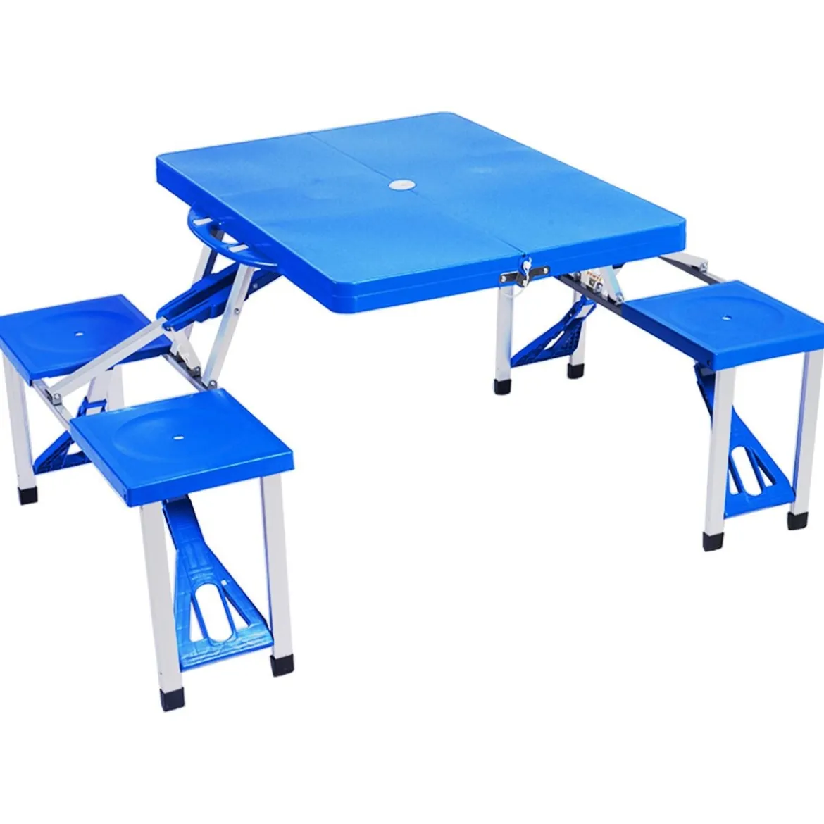 Campingtisch mit 4 Stühlen Falttisch Gartentisch klappbare Sitzgruppe Camping Klappgarnitur 137x84x66cm Blau