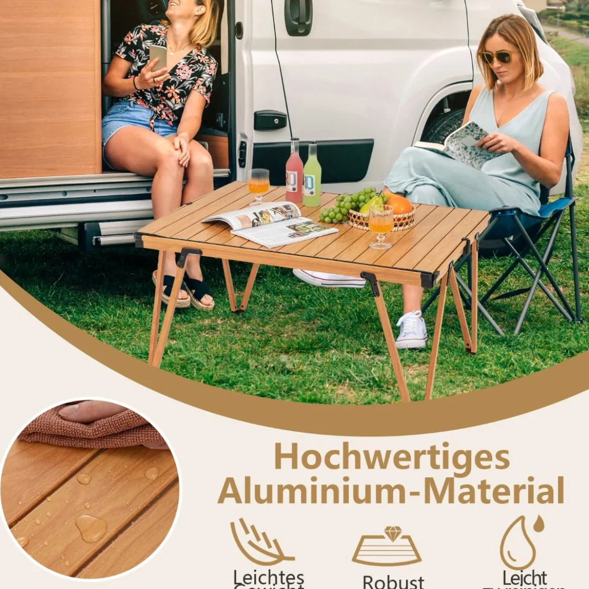 Campingtisch mit Wasserdichter Tischplatte & Tragetasche Picknicktisch Outdoor Tisch