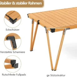 Campingtisch mit Wasserdichter Tischplatte & Tragetasche Picknicktisch Outdoor Tisch