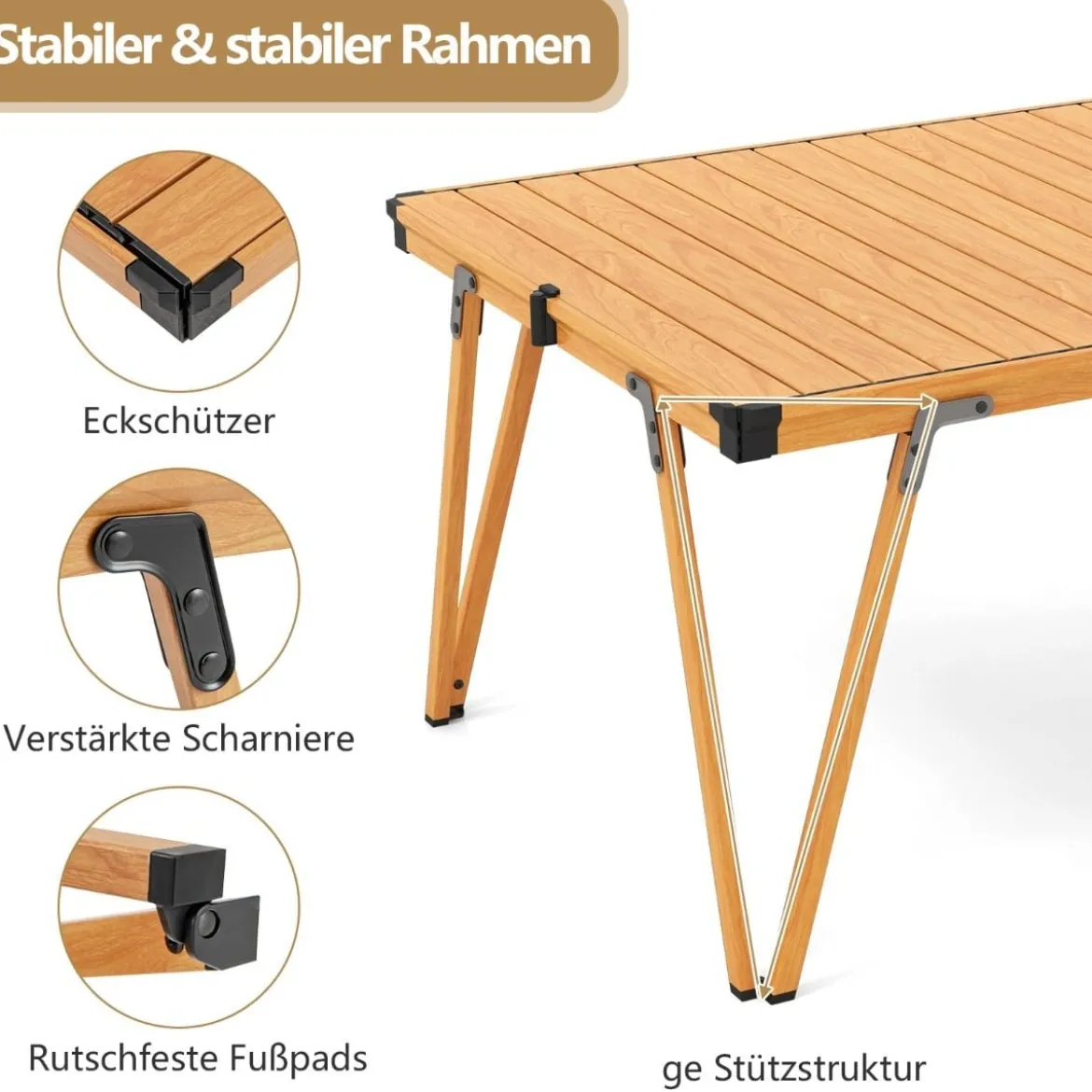 Campingtisch mit Wasserdichter Tischplatte & Tragetasche Picknicktisch Outdoor Tisch