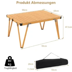 Campingtisch mit Wasserdichter Tischplatte & Tragetasche Picknicktisch Outdoor Tisch