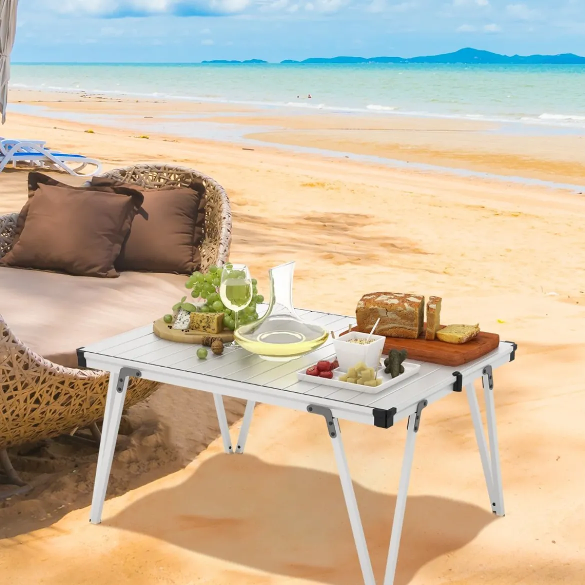 Campingtisch mit Wasserdichter Tischplatte & Tragetasche Picknicktisch Outdoor Tisch