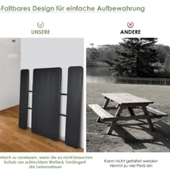 Campingtisch-Set Klappbarer Picknicktisch mit Bänken Schwarz