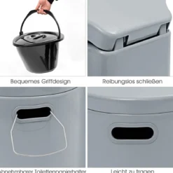 Campingtoilette tragbar Reisetoilette Mobile Toilette mit Abnehmbarem Eimereinsatz Grau