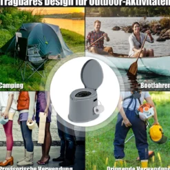 Campingtoilette tragbar Reisetoilette Mobile Toilette mit Abnehmbarem Eimereinsatz Grau