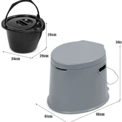 Campingtoilette tragbar Reisetoilette Mobile Toilette mit Abnehmbarem Eimereinsatz Grau