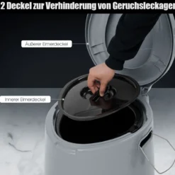 Campingtoilette tragbar Reisetoilette Mobile Toilette mit Abnehmbarem Eimereinsatz Grau
