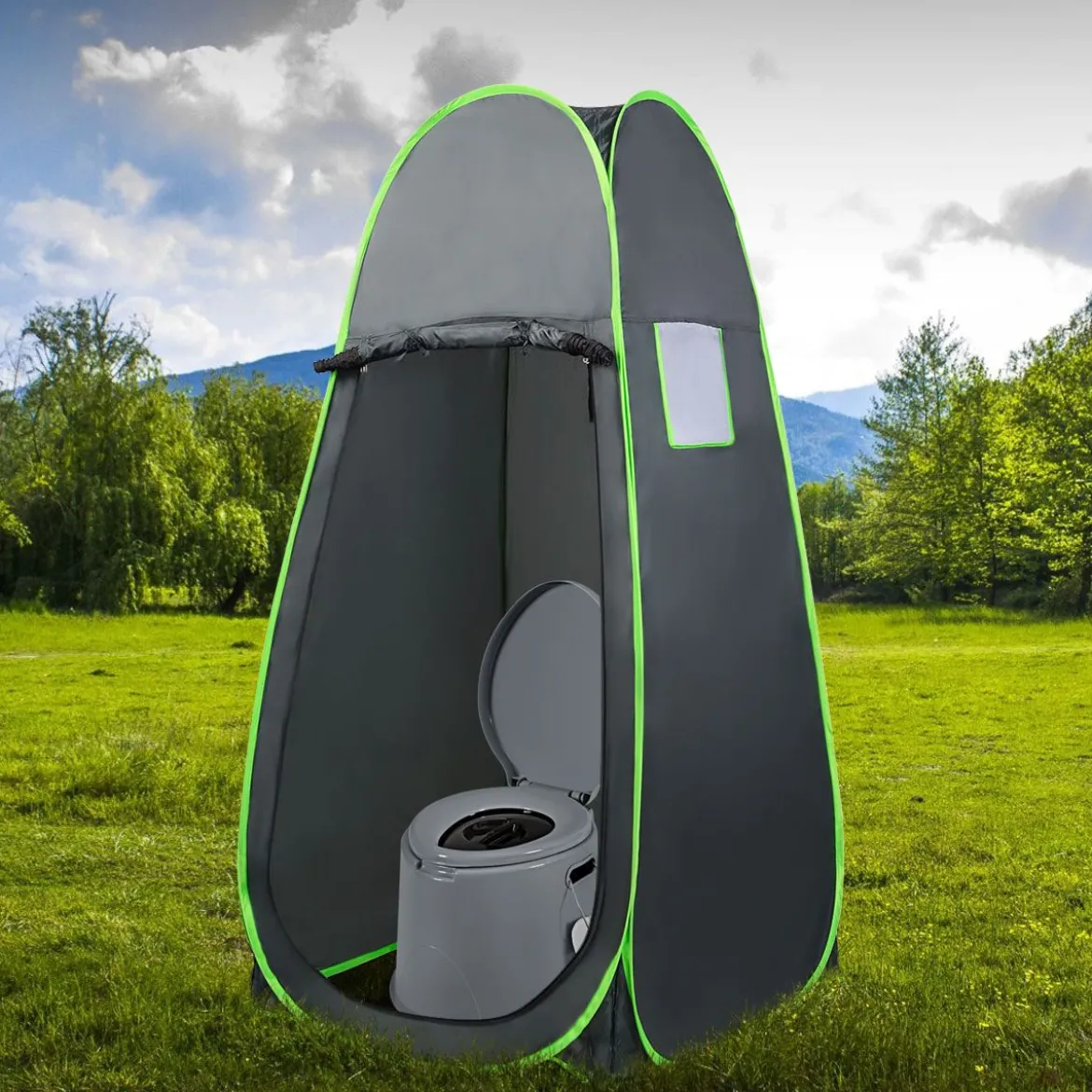 Campingtoilette tragbar Reisetoilette Mobile Toilette mit Abnehmbarem Eimereinsatz Grau
