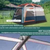 Campingzelt für 6 Personen mit 2-Raum-Trennwand & Regenschutz Blau