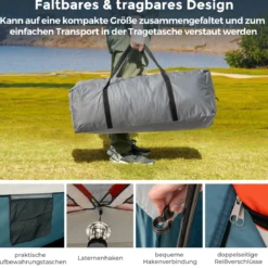Campingzelt für 6 Personen mit 2-Raum-Trennwand & Regenschutz Blau