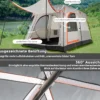 Campingzelt für 6 Personen mit 2-Raum-Trennwand & Regenschutz Hellgrau