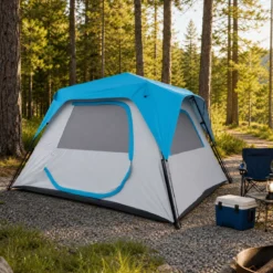 Campingzelt für 6 Personen Wasserfestes Pop Up Zelt mit 5 Fenstern & Tür 316 x 280 x 185 cm