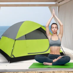 Campingzelt mit wasserabweisendem Oxford-Stoff Doppelschicht 212 x 152 x 122 cm Grün