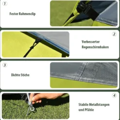 Campingzelt mit wasserabweisendem Oxford-Stoff Doppelschicht 212 x 152 x 122 cm Grün