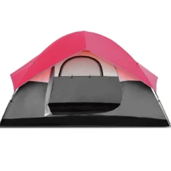 Campingzelt 5-6 Personen Kuppelzelt Wurfzelt Doppelschicht Winddichte 300x300x165cm Rot und Grau