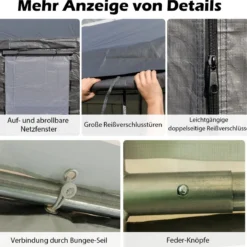 Carport Zeltgarage mit 8 Abnehmbaren Seitenwänden & Rolltüren Garagenzelt Weidezelt