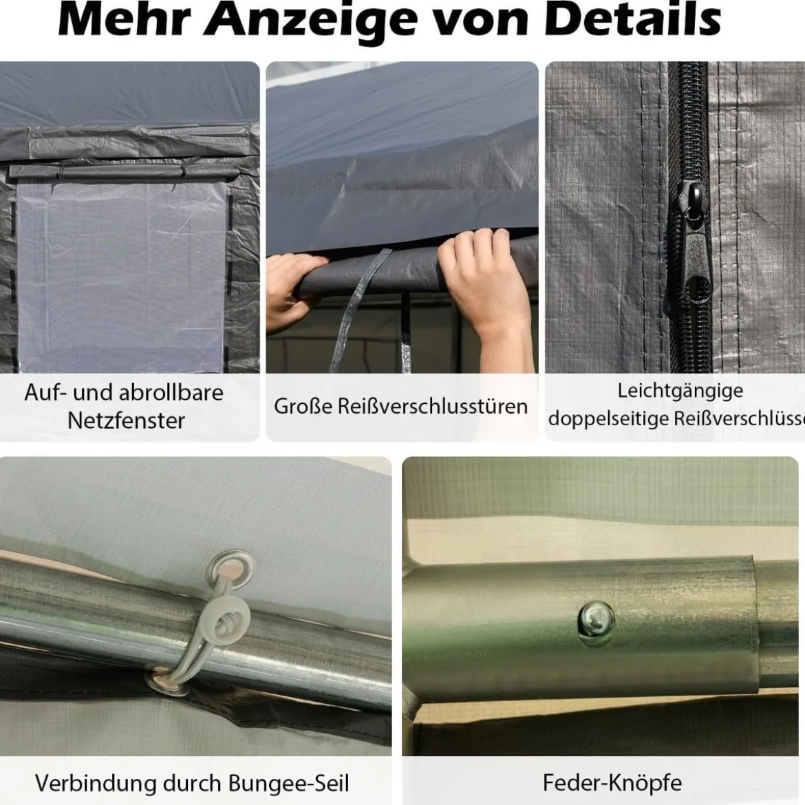 Carport Zeltgarage mit 8 Abnehmbaren Seitenwänden & Rolltüren Garagenzelt Weidezelt