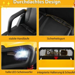 Caterpillar Elektro Auto 24V 2-Sitzer Elektrofahrzeug mit Fernbedienung & 4 x 100W Motoren Elektroauto Gelb