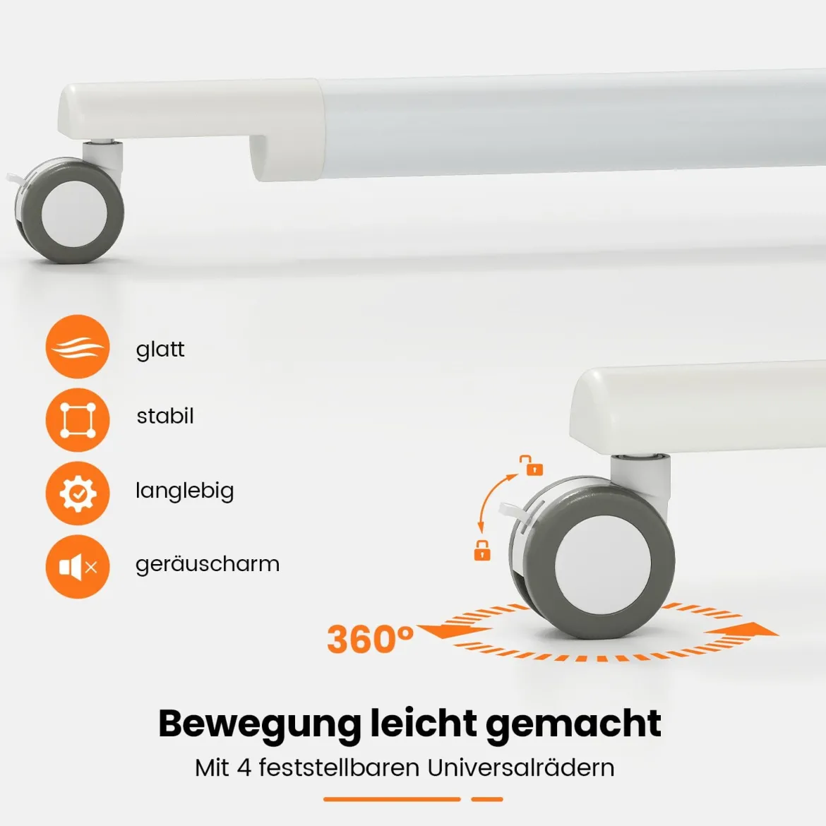 C-förmiger Schreibtsich mit Rollen 70-106 cm höhenverstellbarer ComputertischStehpult Natur