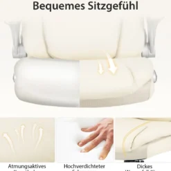 Chefsessel drehbarer Schreibtischstuhl aus Kunstleder mit Wippfunktion 72 x 72 x 108–118 cm Weiß