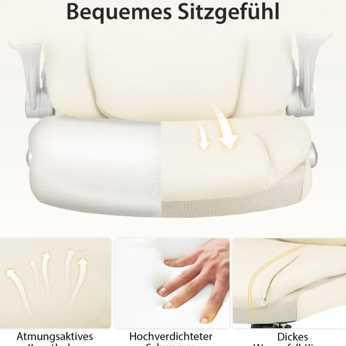 Chefsessel drehbarer Schreibtischstuhl aus Kunstleder mit Wippfunktion 72 x 72 x 108–118 cm Weiß
