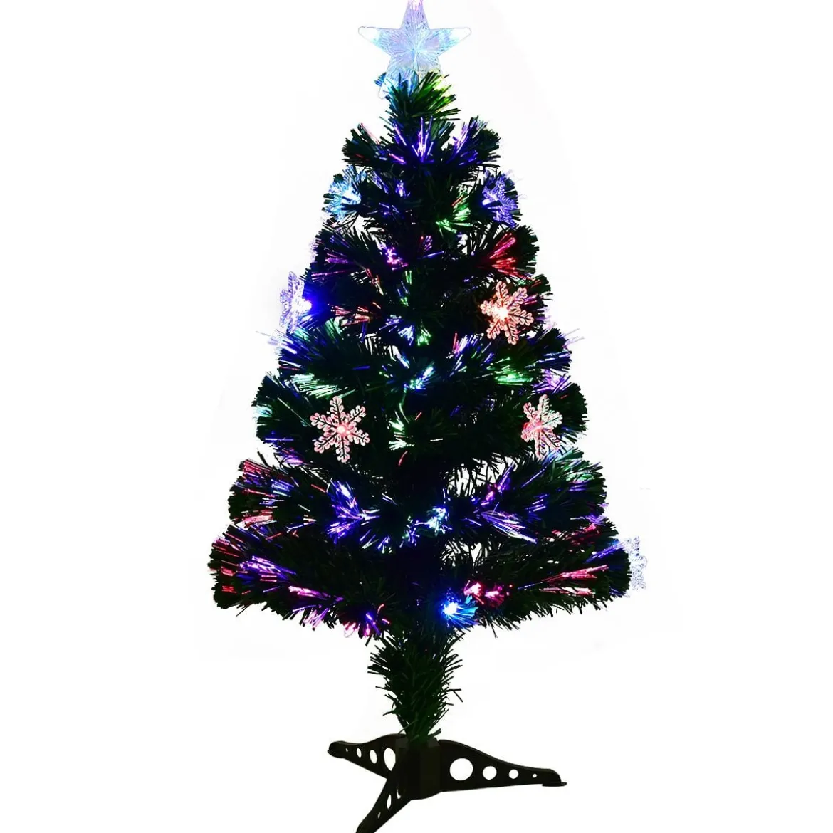 Christbaum LED 90/120/150/180 cm Künstlicher Weihnachtsbaum mit Glasfaser-Farbwechsler Grün