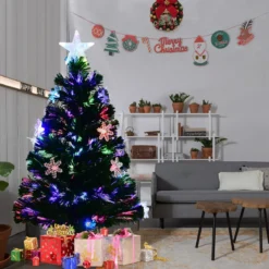Christbaum LED 90/120/150/180 cm Künstlicher Weihnachtsbaum mit Glasfaser-Farbwechsler Grün