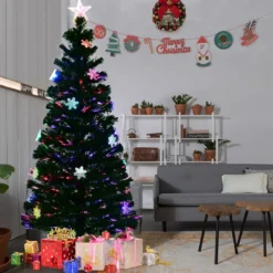Christbaum LED 90/120/150/180 cm Künstlicher Weihnachtsbaum mit Glasfaser-Farbwechsler Grün