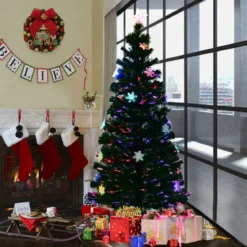 Christbaum LED 90/120/150/180 cm Künstlicher Weihnachtsbaum mit Glasfaser-Farbwechsler Grün