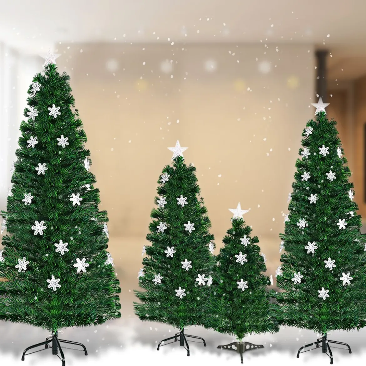 Christbaum LED 90/120/150/180 cm Künstlicher Weihnachtsbaum mit Glasfaser-Farbwechsler Grün