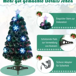 Christbaum LED 90/120/150/180 cm Künstlicher Weihnachtsbaum mit Glasfaser-Farbwechsler Grün