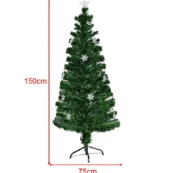 Christbaum LED 90/120/150/180 cm Künstlicher Weihnachtsbaum mit Glasfaser-Farbwechsler Grün