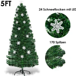 Christbaum LED 90/120/150/180 cm Künstlicher Weihnachtsbaum mit Glasfaser-Farbwechsler Grün