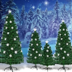 Christbaum LED 90/120/150/180 cm Künstlicher Weihnachtsbaum mit Glasfaser-Farbwechsler Grün